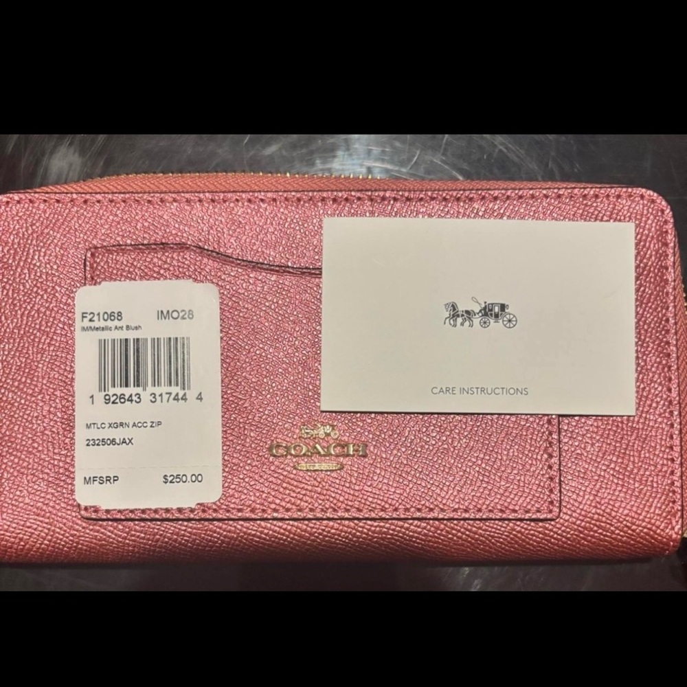 Coach Pink Textured Wallet - Picture 3 of 8